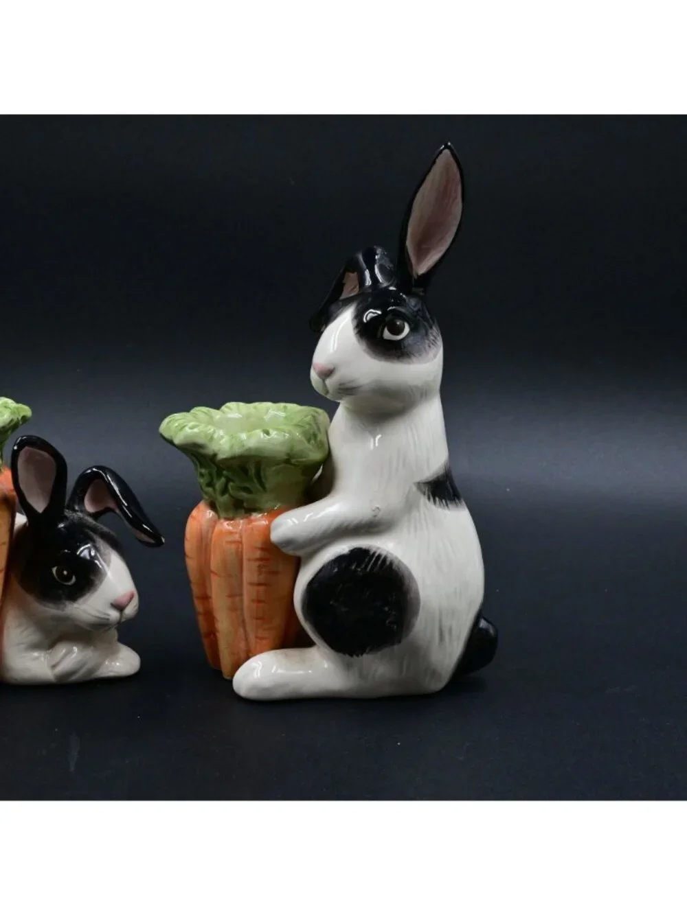 Fitz and Floyd Kensington Rabbit Candle Holder Set Vintage 1987 Bunny Carrot